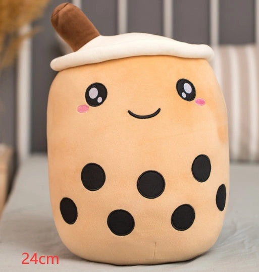 Strawberry Milk Tea Plush Boba Toy Pillow for Youth