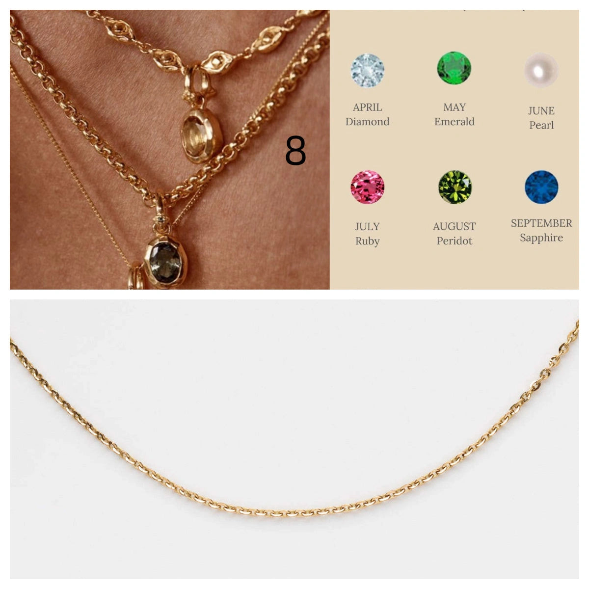 Stainless Steel Twelve Birthday Stone Necklace with Love Pendant