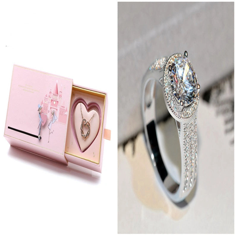 Classic Lotus Diamond Ring in Brass with Electric White Steel Finish