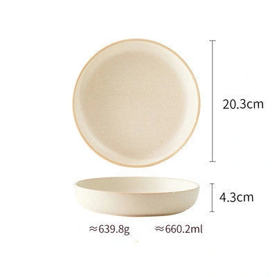 Pure Colour Matte Ceramic Plate Set with Sesame Point Glaze