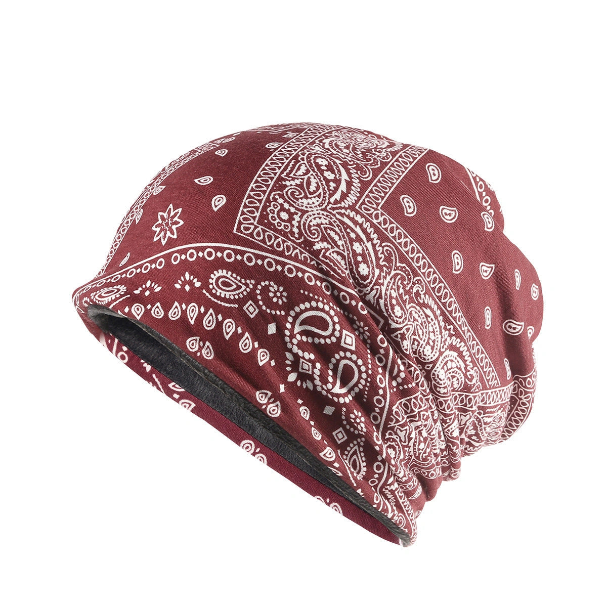 Adjustable Windproof Earmuff Hat with Cashew Flower Print for All Seasons