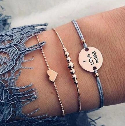 Bead Chain Bracelet Set with Star and Moon Design