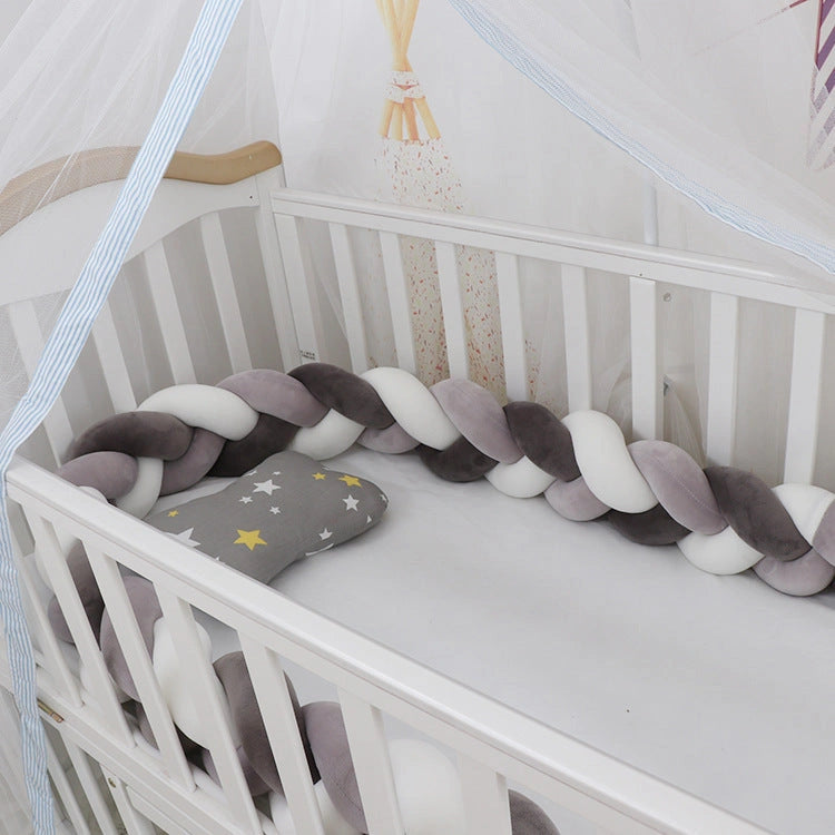 Baby Bumper Bed Braid Knot Pillow Cushion for Infant Crib Safety