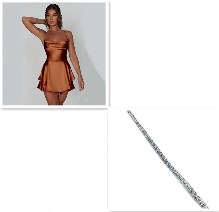 Suspender Skirt for Women with Slim Strap and Satin Finish