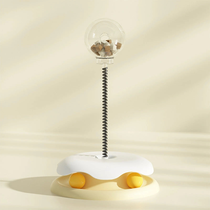 Interactive Cat Toy with Treat Dispenser and Spring Ball