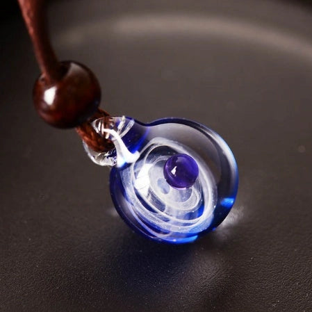 Cosmic Nebula Pendant Necklace with Glass Ball Design