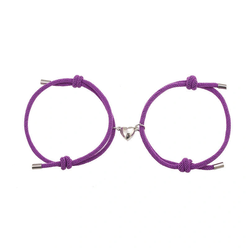 Adjustable Nylon Love Magnetic Bracelet with Sticky Metal Heads