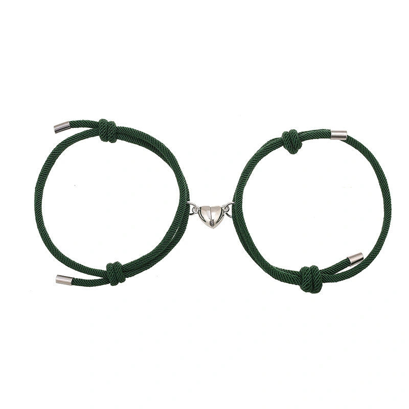 Adjustable Nylon Love Magnetic Bracelet with Sticky Metal Heads