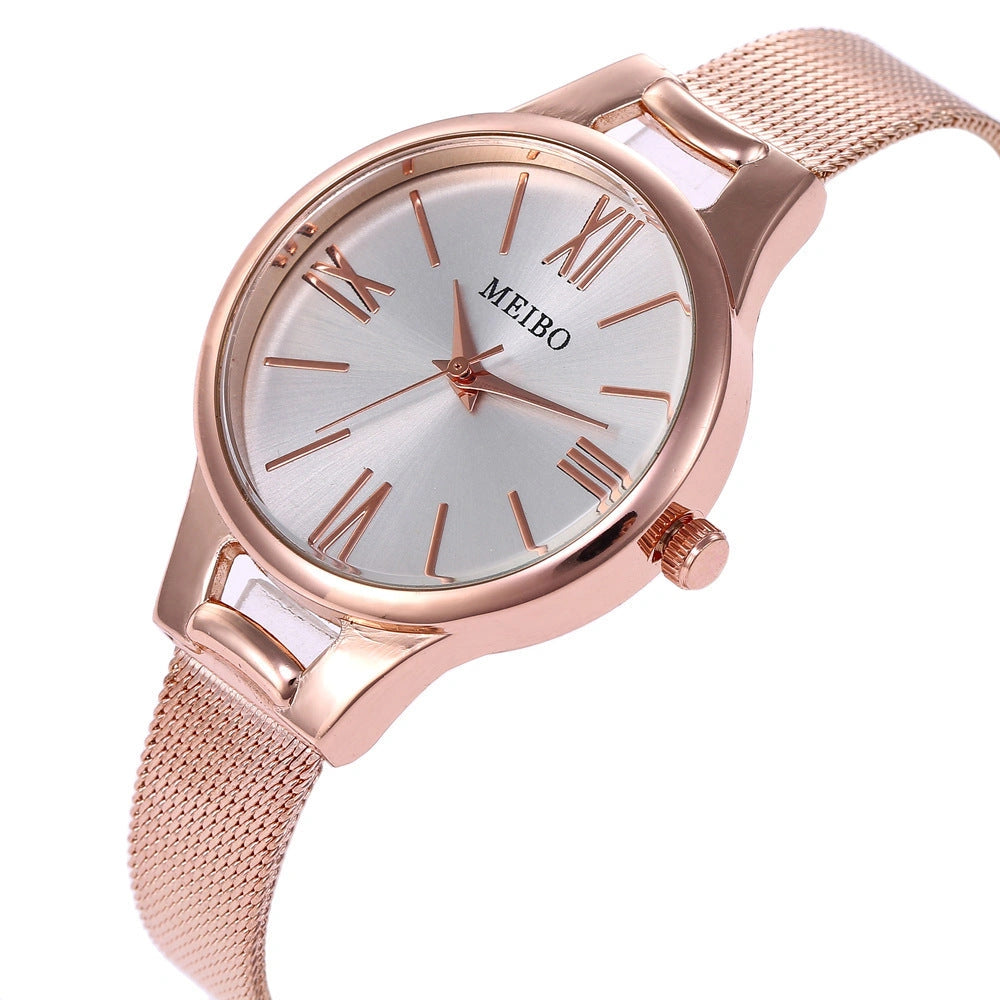 Rose Gold Stainless Steel Mesh Watch for Women