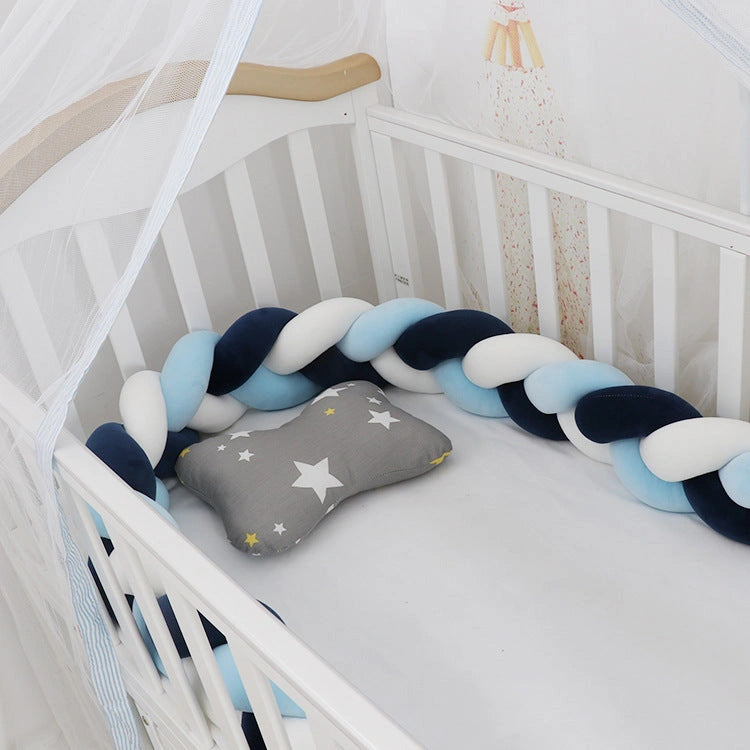 Baby Bumper Bed Braid Knot Pillow Cushion for Infant Crib Safety