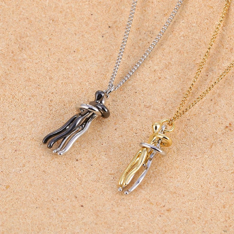 Affectionate Hug Necklace for Couples in Punk Street Style