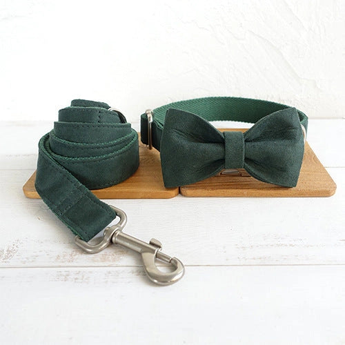 Stylish MUTTCO Pet Collar & Bow Traction Set