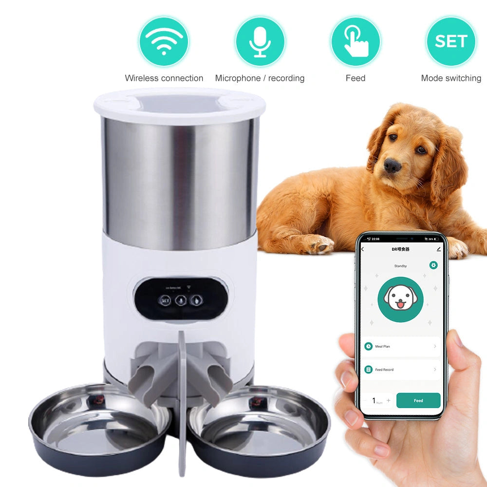 Smart APP Pet Feeder with Stainless Steel Bowl for Cats and Dogs