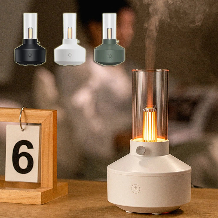 Retro Light Aroma Diffuser with LED Filament Night Light and Humidifier