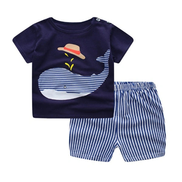 Cotton Cartoon Clothing Sets for Infants and Young Children