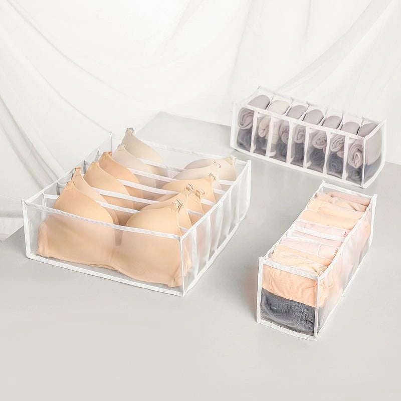 Drawer Type Finishing Grid Underwear Closet Storage Box with 18L Capacity