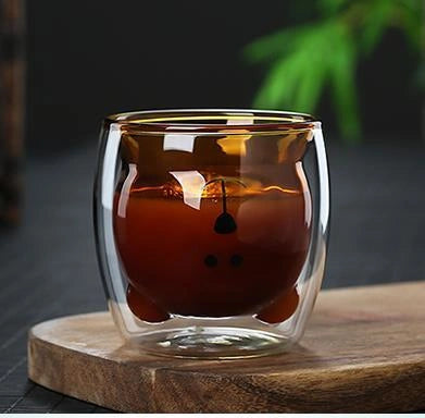 3D Double Layer Panda Cup with Skull Design for Wine
