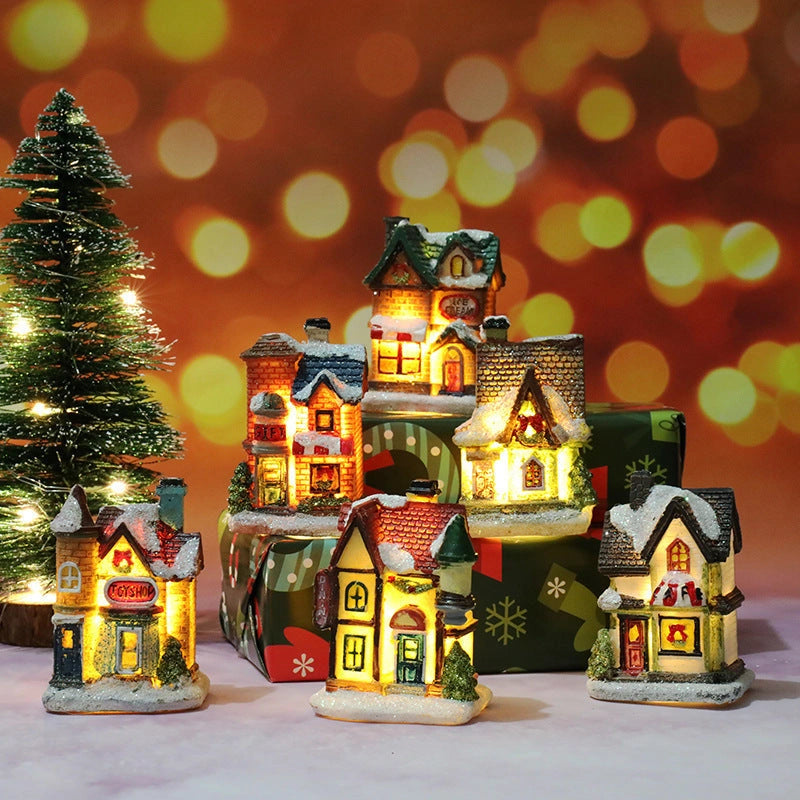Christmas Decorations Micro Landscape Resin House with Romantic Atmosphere