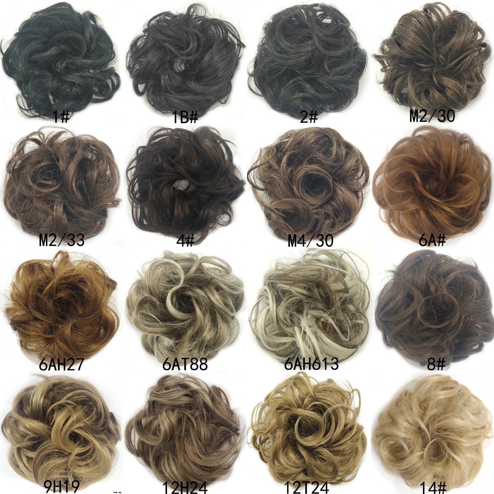 Synthetic Wavy Curly Messy Hair Bun for Women, 12cm Diameter
