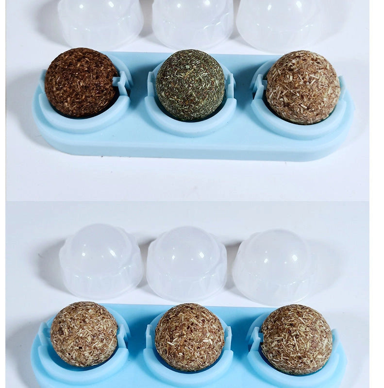 3pcs/lot Self-adhesive Rotated Catnip Lick Ball for Cats