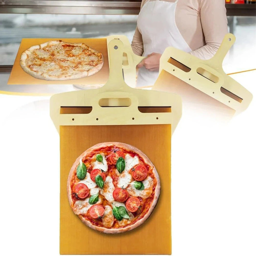 Sliding Pizza Shovel with Non-Stick Surface and Smooth Cutting Board