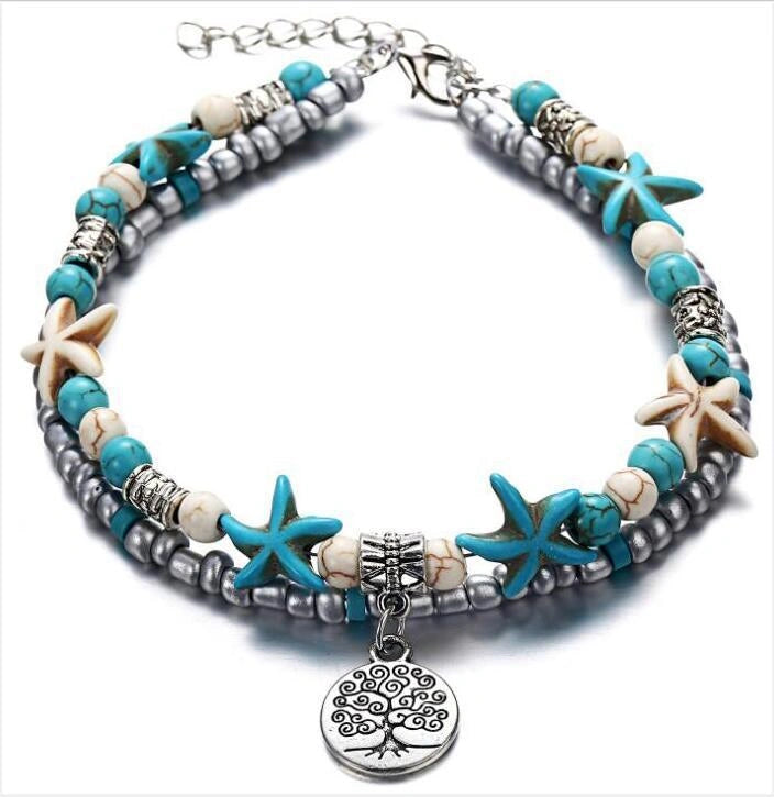 Starfish Design Zinc Alloy Anklet for Women Beach Foot Jewelry