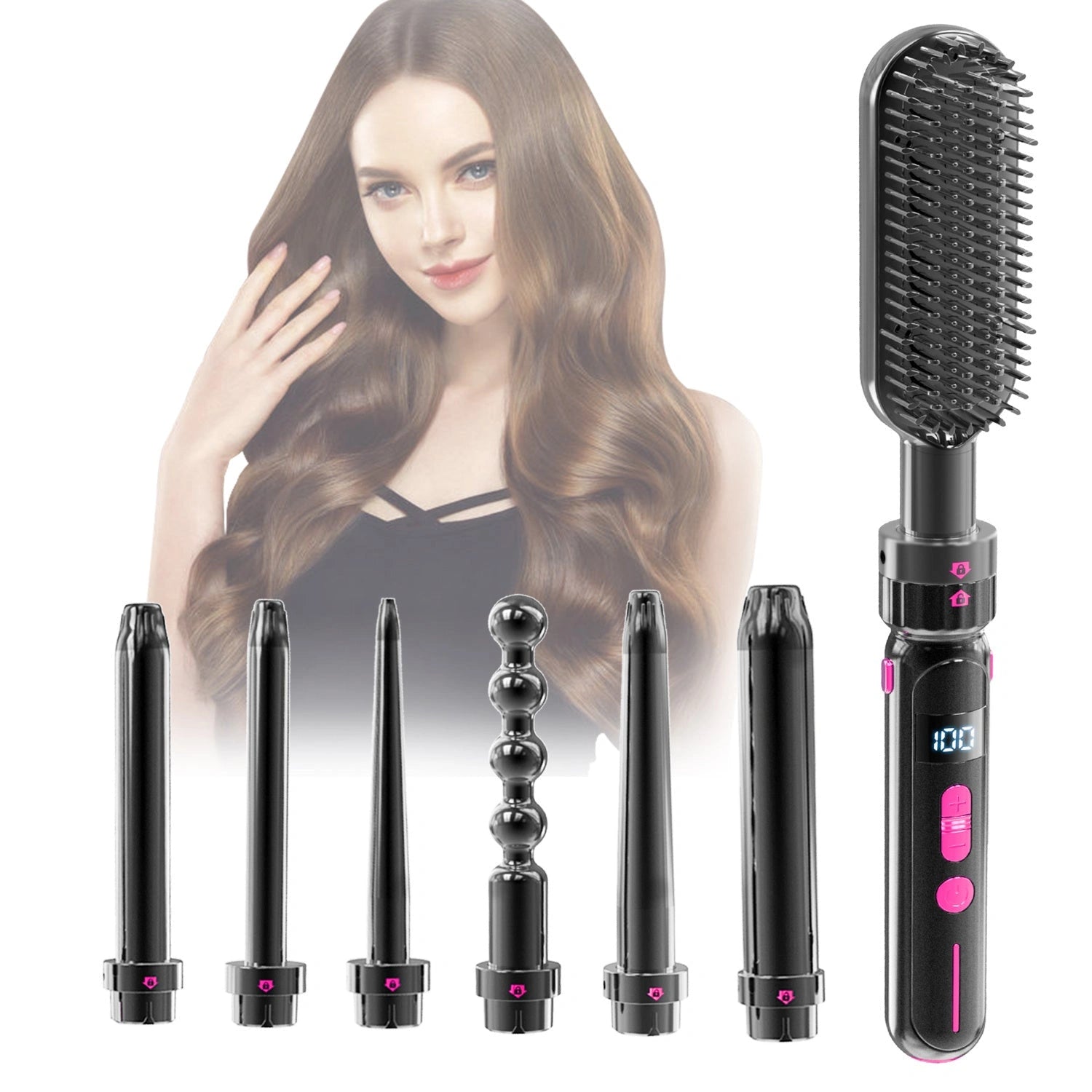 Ceramic thermal conductor curly hair sticks with 30-segment temperature control