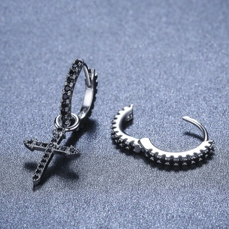 Trendy Black Copper-plated Zircon Earrings
