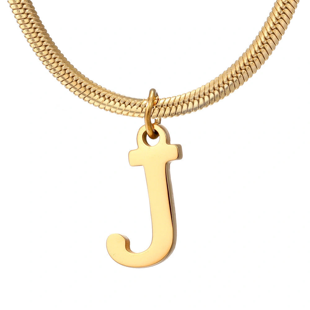 Minimalist A-Z Letter Pendant Necklace in Gold-Coloured Stainless Steel