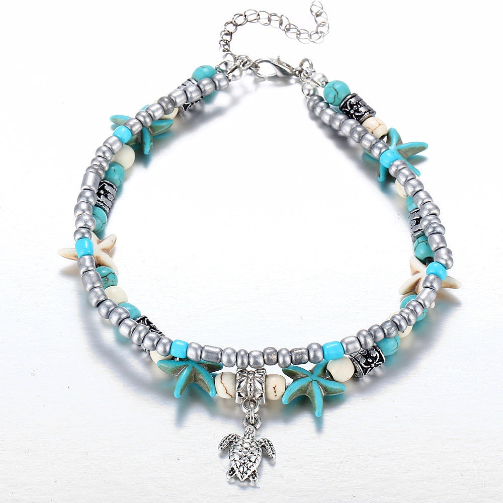 Starfish Design Zinc Alloy Anklet for Women Beach Foot Jewelry
