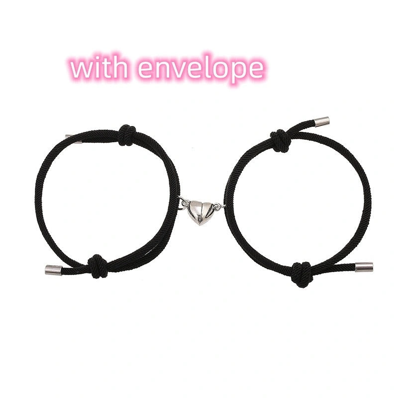 Adjustable Nylon Love Magnetic Bracelet with Sticky Metal Heads