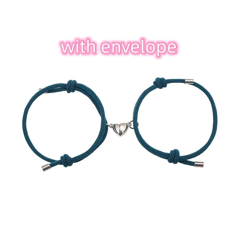 Adjustable Nylon Love Magnetic Bracelet with Sticky Metal Heads