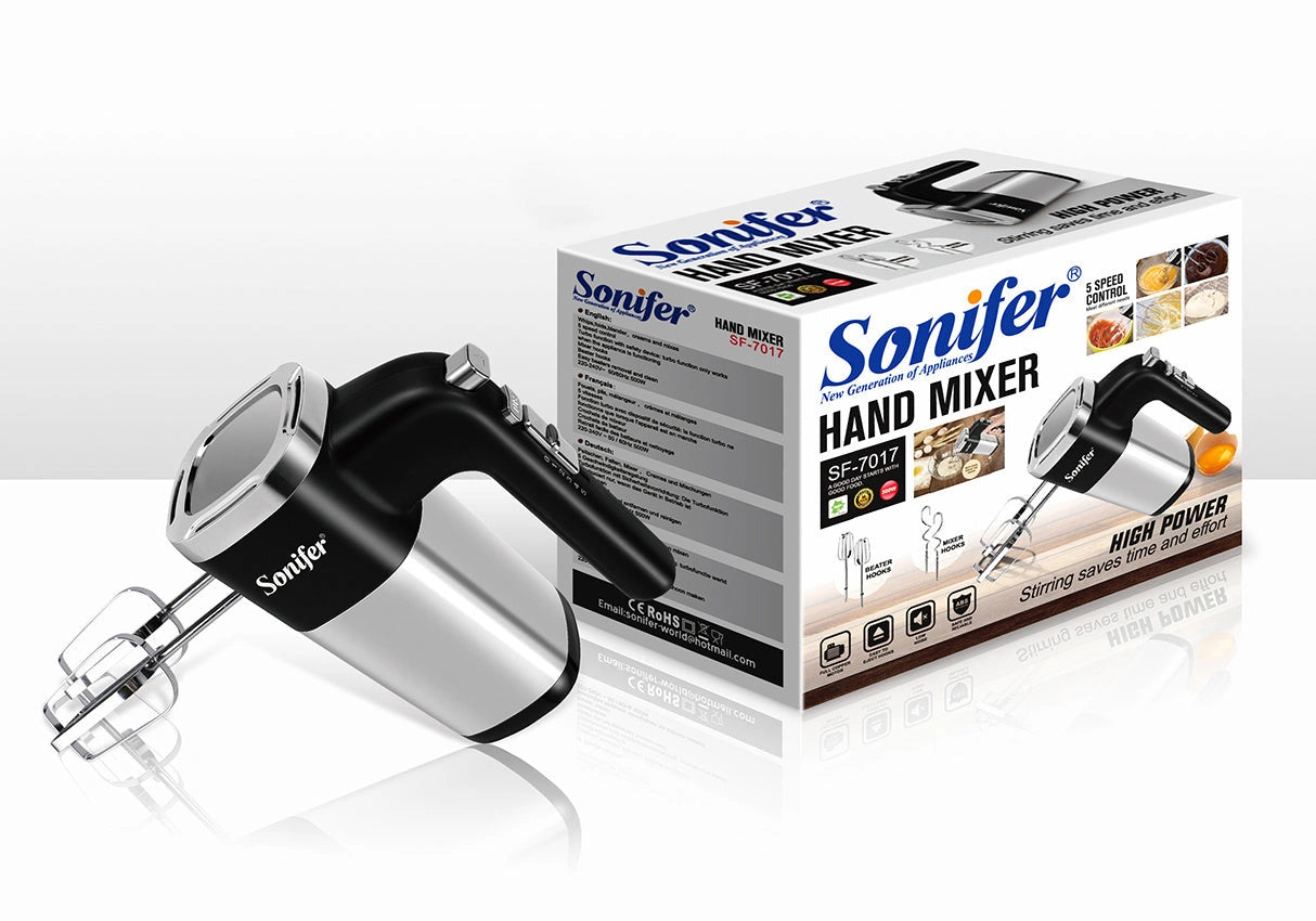 500W Electric Food Mixer with 5 Speed Controls and Turbo Function