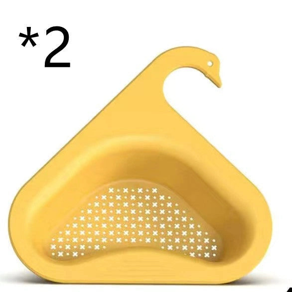 Swan-shaped sink hanging fruit and vegetable filter basket for kitchen use