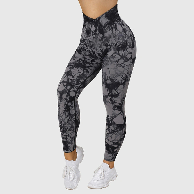 Seamless Tie Dye Leggings for Women with Push-Up Design
