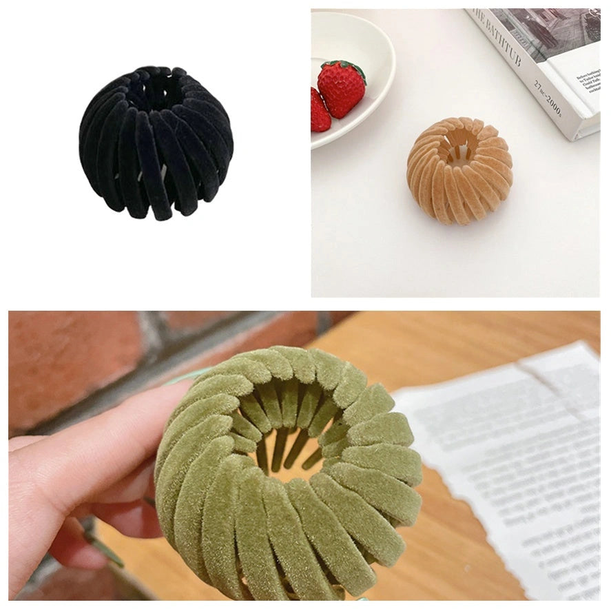 Velvet Bird's Nest Hair Ring Hairpin for High Ponytails