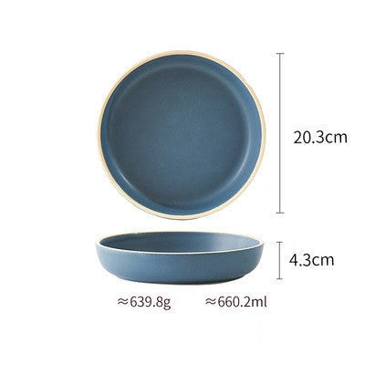 Pure Colour Matte Ceramic Plate Set with Sesame Point Glaze