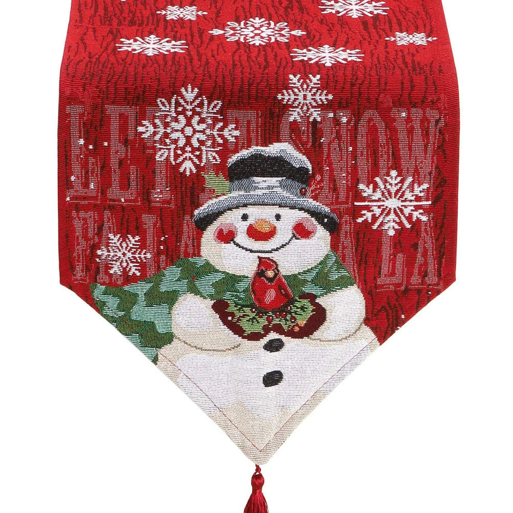 Christmas Tablecloth with Snowman and Snowflake Design for Festive Decor