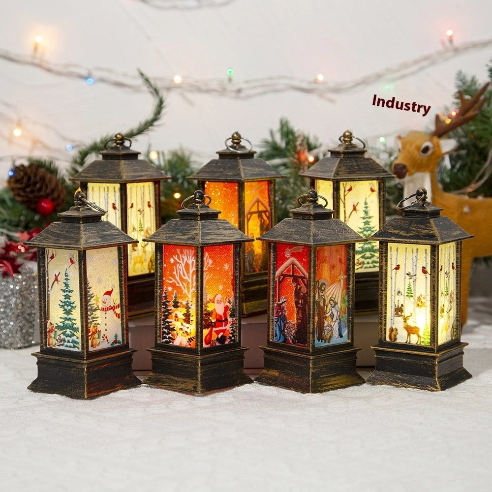 Santa Claus LED Night Light Battery Powered Hanging Lantern