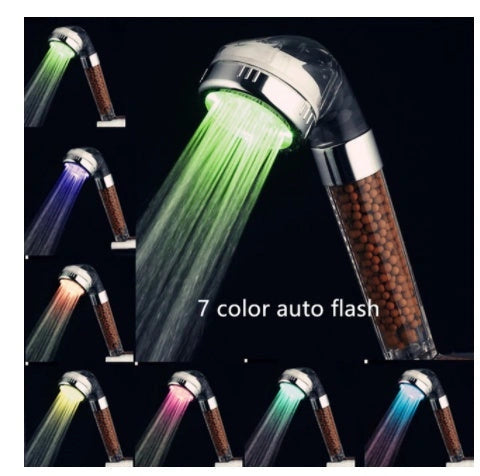 Color Changing LED Shower Head with Temperature Sensor and High Pressure