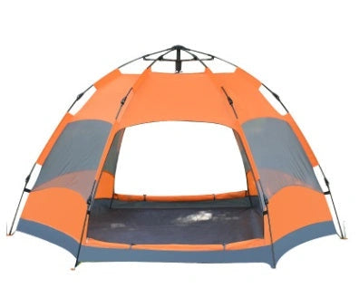 Automatic Hexagonal Tent for Multi-Person Outdoor Camping with Double-Layer Protection