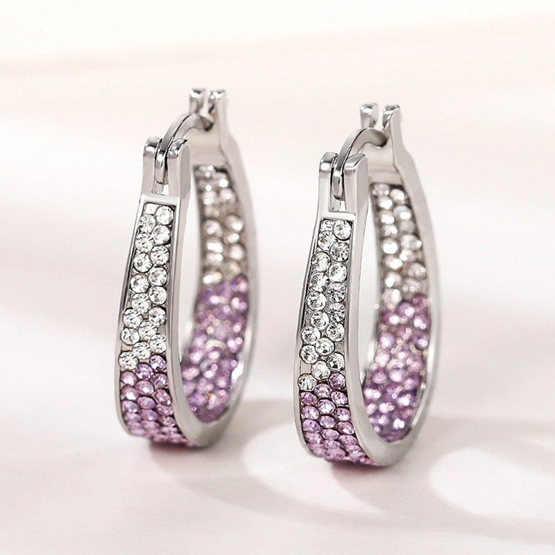 Colourful Geometric Diamond Earrings for Women with English Letter Detail