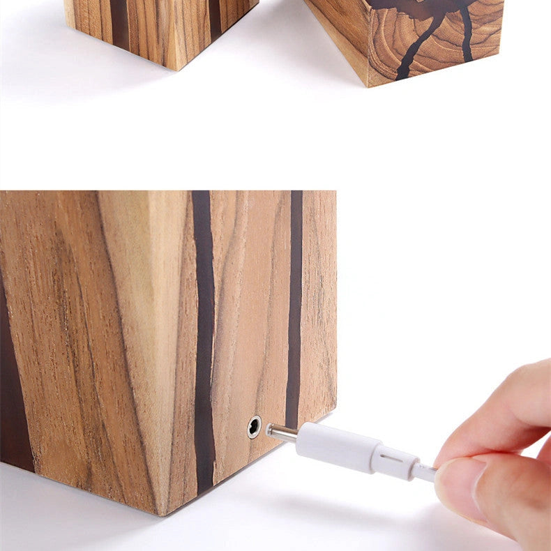 Adjustable Wooden LED Desk Lamp with USB Charging