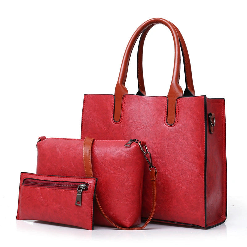 Retro Three-Piece Women's Bag Set in PU Leather