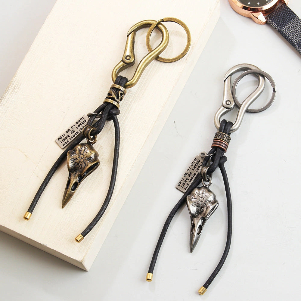 Retro Leather Keychain with Lobster Clasp
