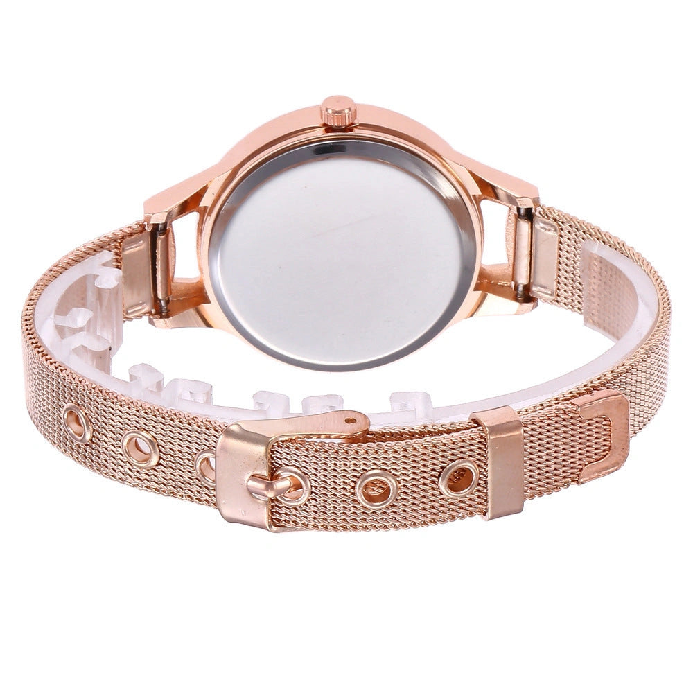 Rose Gold Stainless Steel Mesh Watch for Women