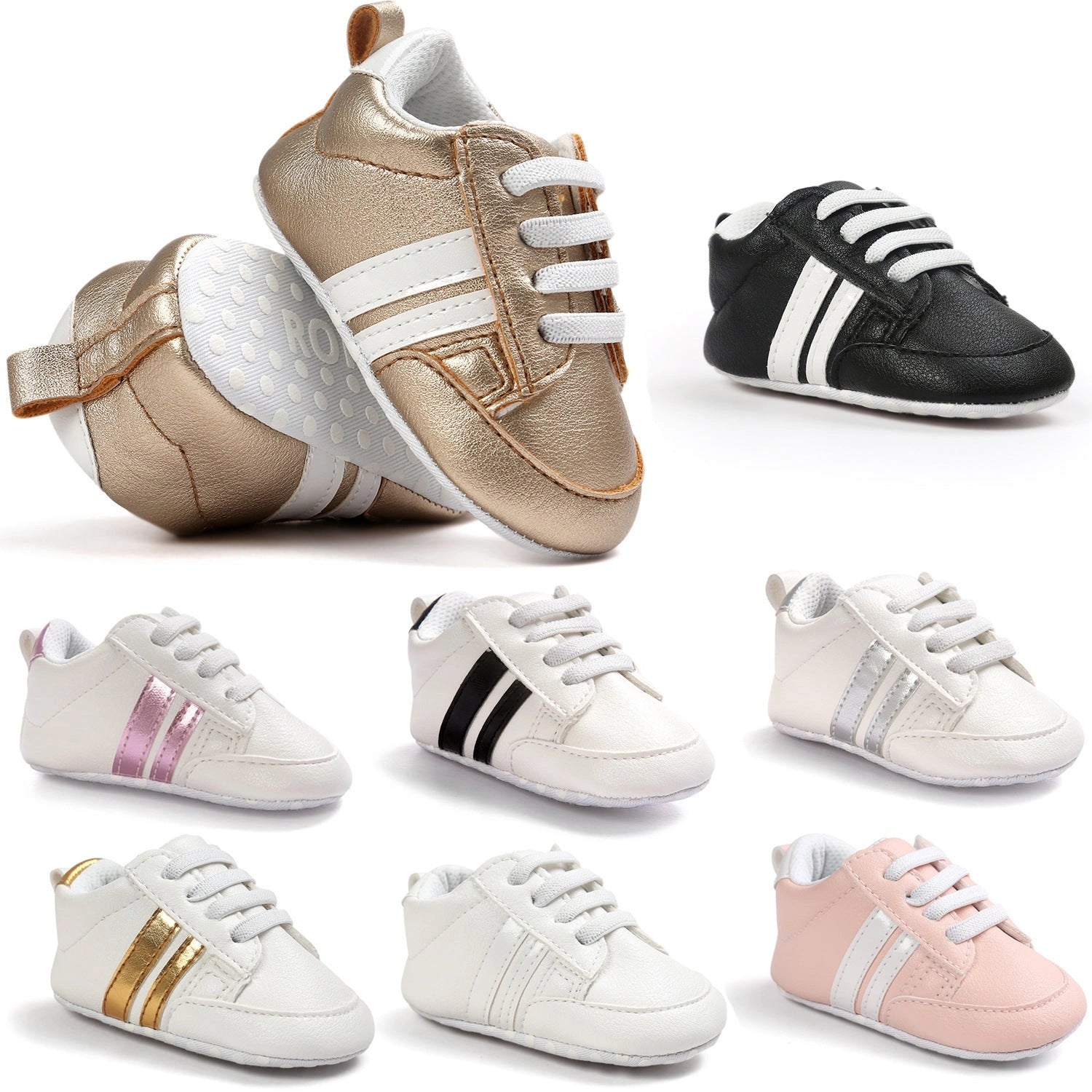 Soft PU Leather Non-slip Baby Moccasins for First Walkers