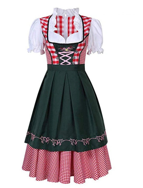 Oktoberfest Costume Ethnic Dress for Women in Red Denim