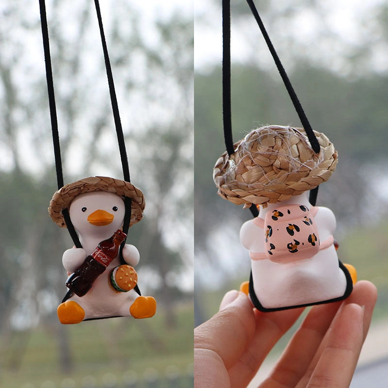 Car Swing Duck Ornament with Varied Designs for Rearview Mirror