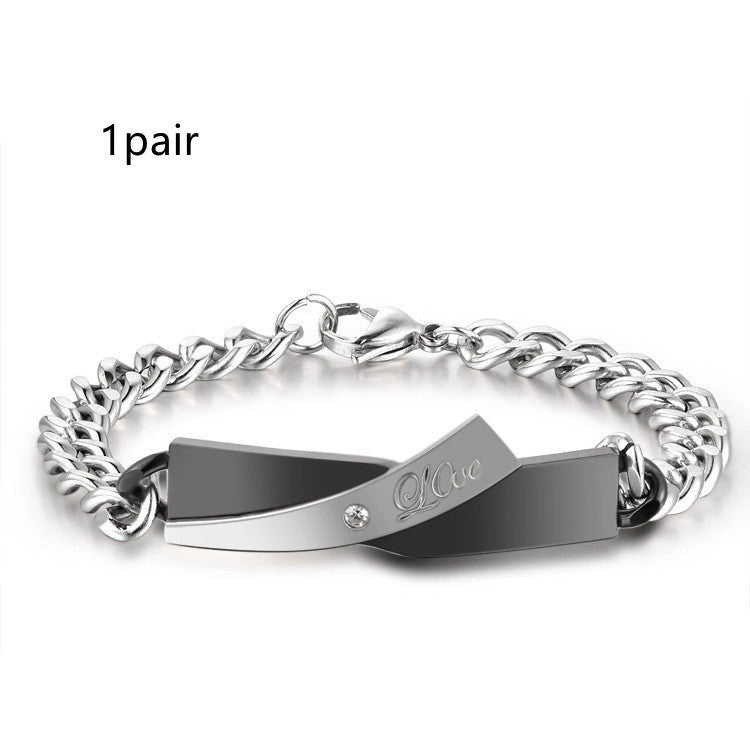 Stainless Steel Couple Cross-design Bracelet